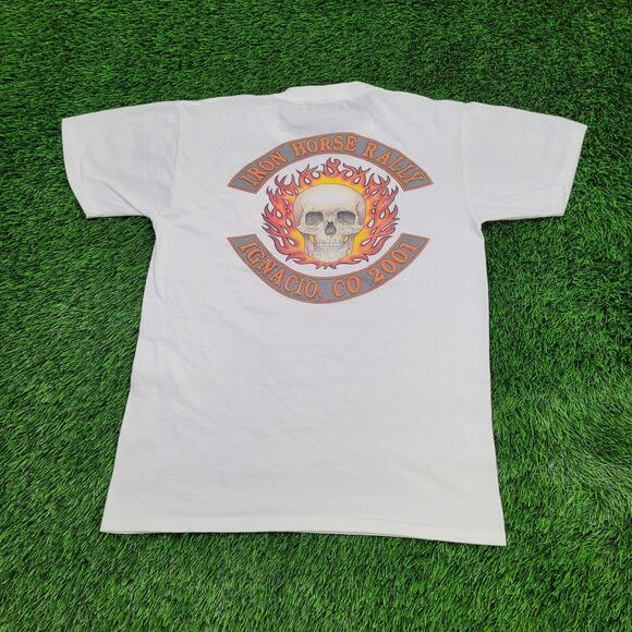 Vintage 2001 Iron Horse Rally Shirt Medium 20x26 Skull Biker - Picture 1 of 14